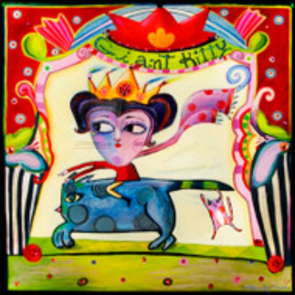 giant kitty ceramic tile trivet or wall art 8x8"